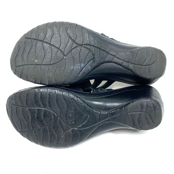 Clark's Black Leather Mule Clogs With Buckle 2.5" Wedge Heel Size Women's 8 - Picture 5 of 7